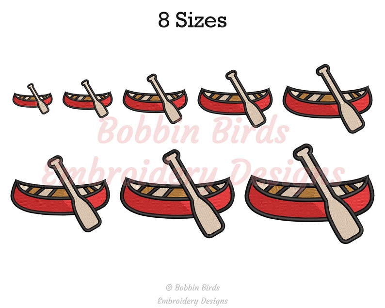Canoe With Paddle Machine Embroidery Design File 8 Sizes Etsy