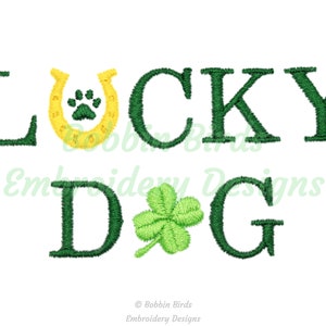 Lucky Dog Funny Dog Bandana Machine Embroidery Design File - 4 Sizes - Digital Instant Download