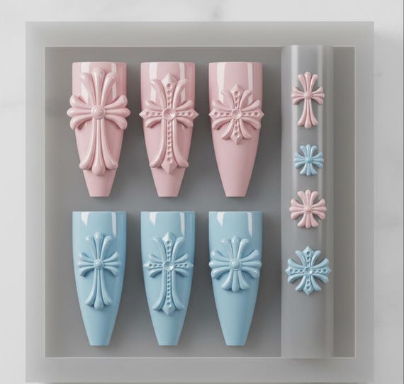クロムハーツ cross gothic chrome hearts 3d silicon nail mold Nail Decoration Nail Art Mold Nail Crystal Template Manicure Tools Resin Style 2