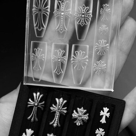 クロムハーツ cross gothic chrome hearts 3d silicon nail mold Nail Decoration Nail Art Mold Nail Crystal Template Manicure Tools Resin Style 1