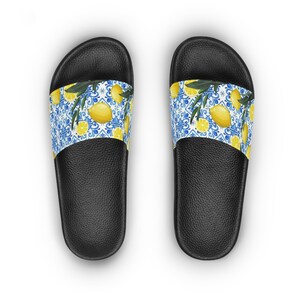 Lemon Print Women&#39;s Slide Sandals | Summer Footwear
