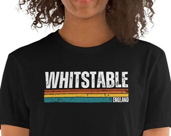 Whitstable England Retro Unisex Black TShirt. Perfect Gift for Her, Gift for Him, Gift for Friend, Gift for Family or Treat Yourself