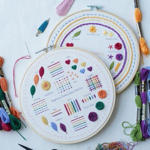 Beginner embroidery kit,Embroidery stitch sampler,Embroidery kit beginner,Embroidery starter kit,Mother&#39;s Day DIY kit