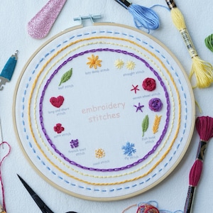 Beginner embroidery kit,Embroidery stitch sampler,Embroidery kit beginner,Embroidery starter kit,Mother&#39;s Day DIY kit