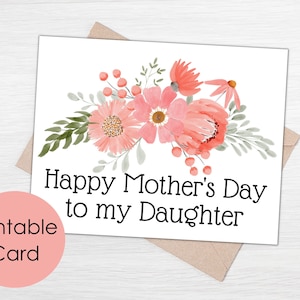 Printable Daughter Mothers Day Card Happy Mother's Day - Etsy