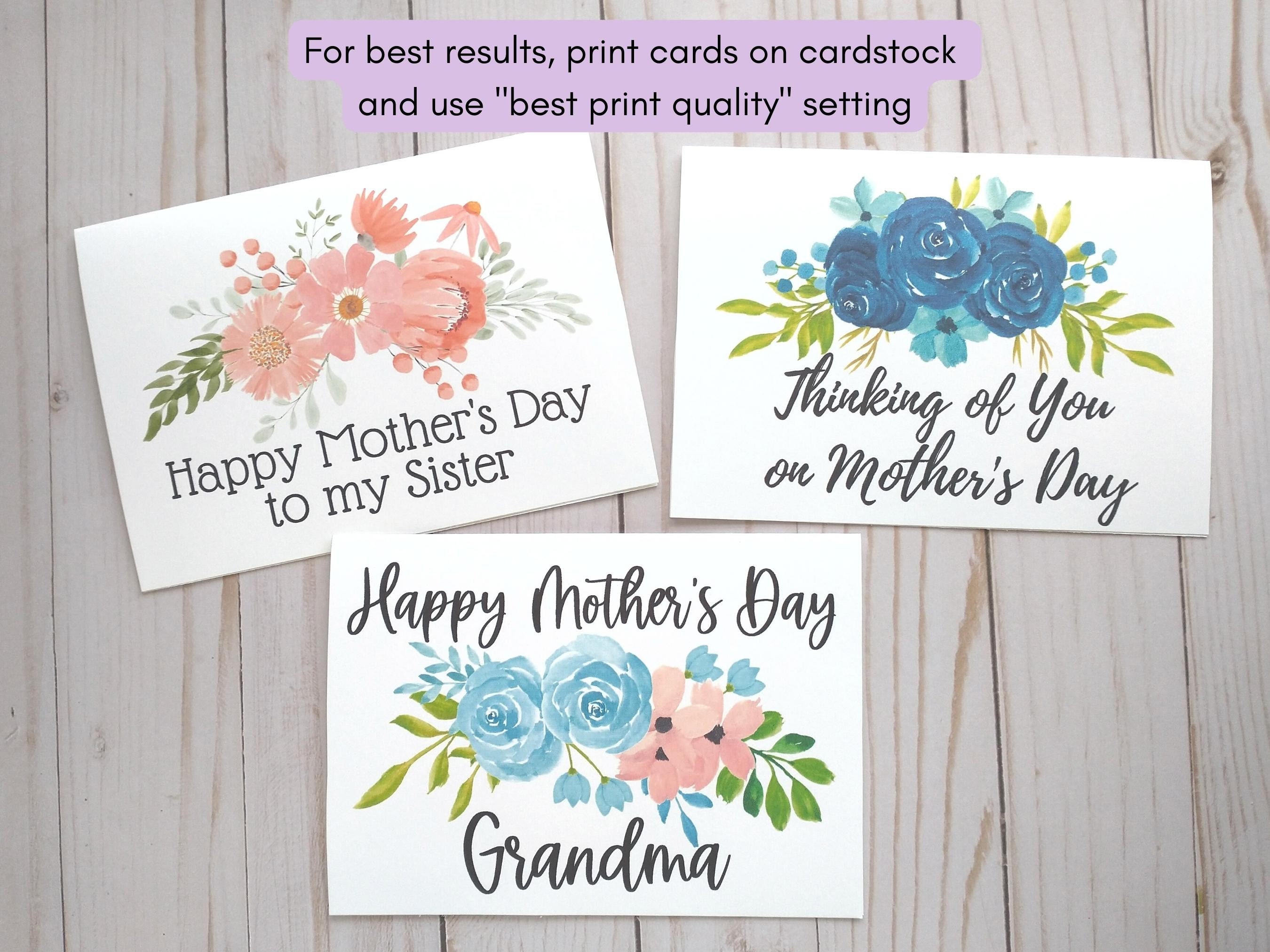 Printable Sister Mothers Day Card Happy Mother's Day to - Etsy