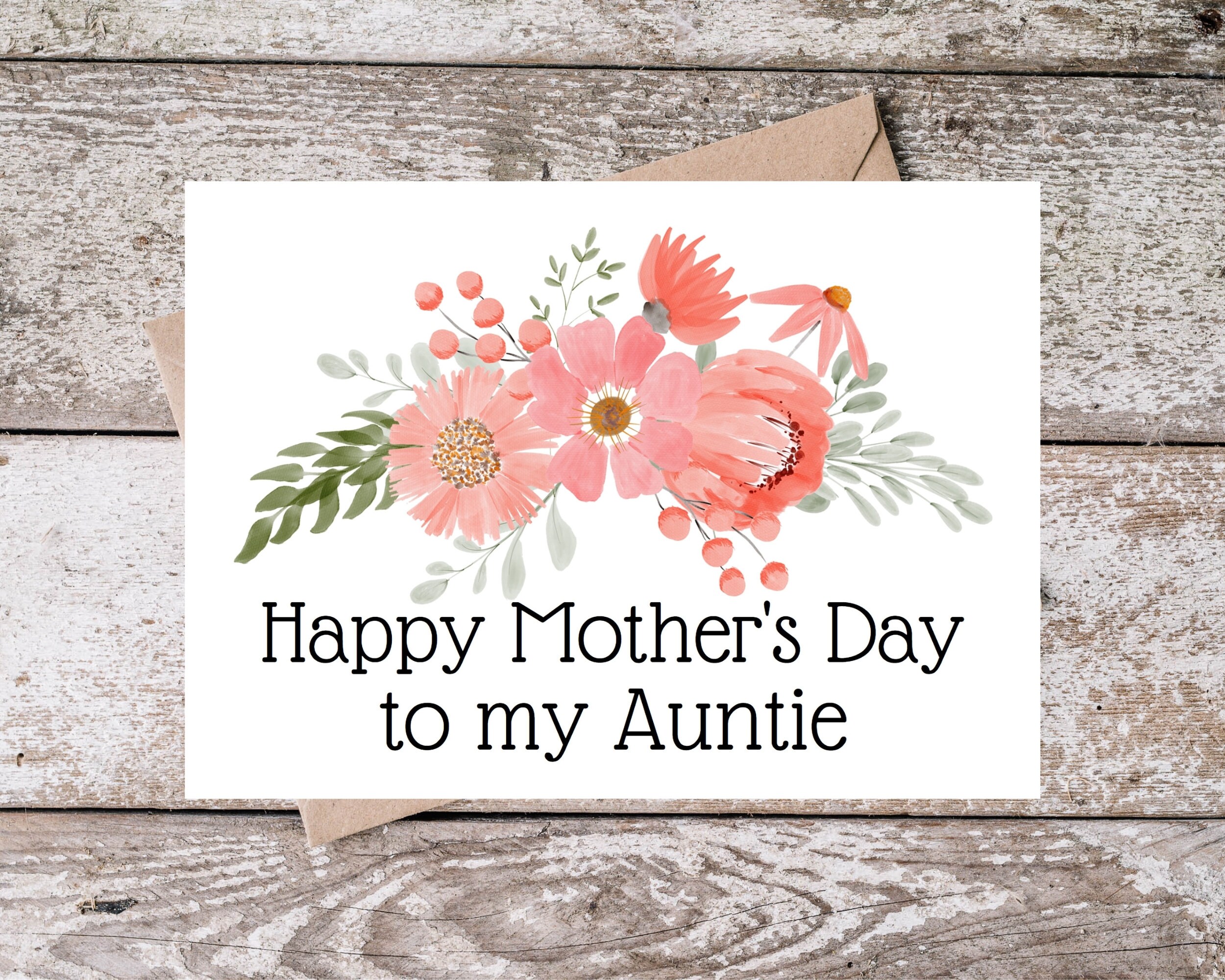 Printable Auntie Mothers Day Card Happy Mother's Day to My Auntie ...
