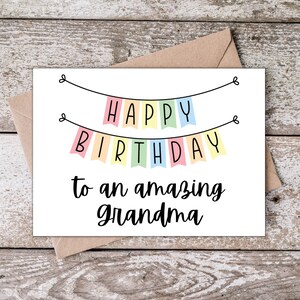 Druckbare Geburtstagskarte für Oma, Alles Gute zum Geburtstag an eine tolle Oma, Geburtstagskarte für Großmutter zum Ausdrucken zu Hause | BB007