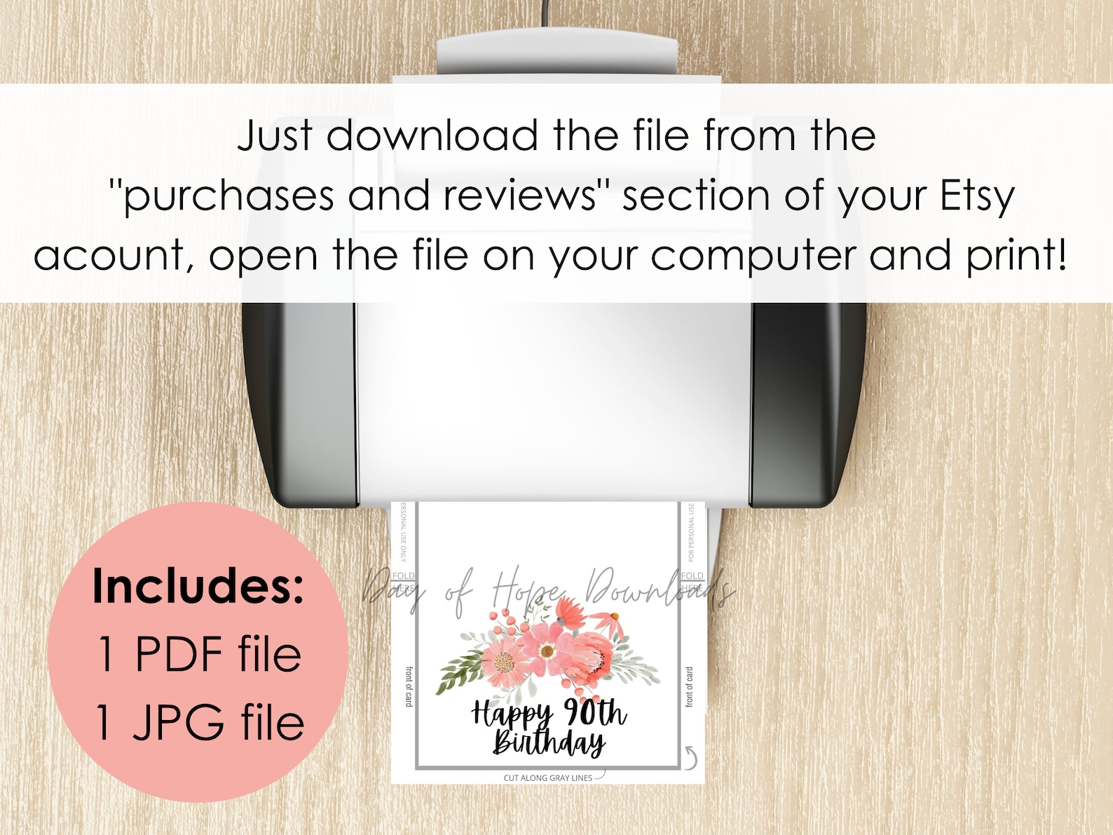 Printable 90th Birthday Card, Happy 90th Birthday Card, Grandma ...