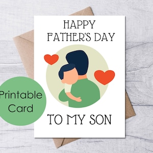 Carte de fête des pères imprimable pour fils, bonne fête des pères à mon fils, carte de parents à fils, téléchargement immédiat