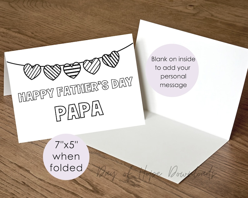 Printable Papa Fathers Day Coloring Card for Grandpa Happy Father's