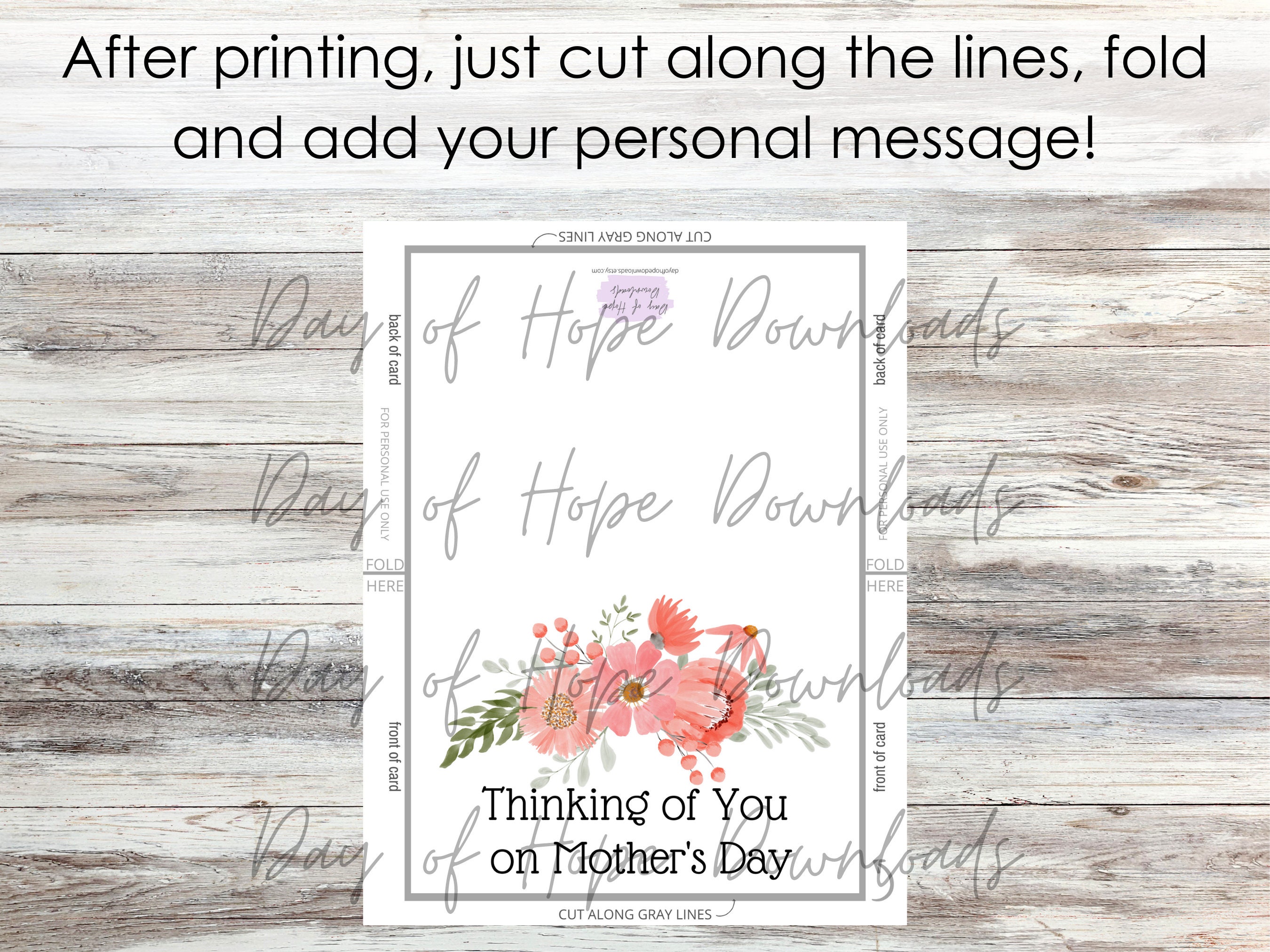Printable Sympathy Mothers Day Card | Thinking of You on Mother's Day ...