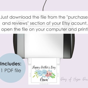 Printable Mothers Day Card for Nana | Happy Mother's Day Nana Card ...