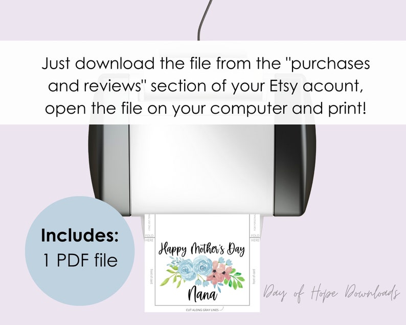 Printable Mothers Day Card for Nana Happy Mother's Day Nana Card ...