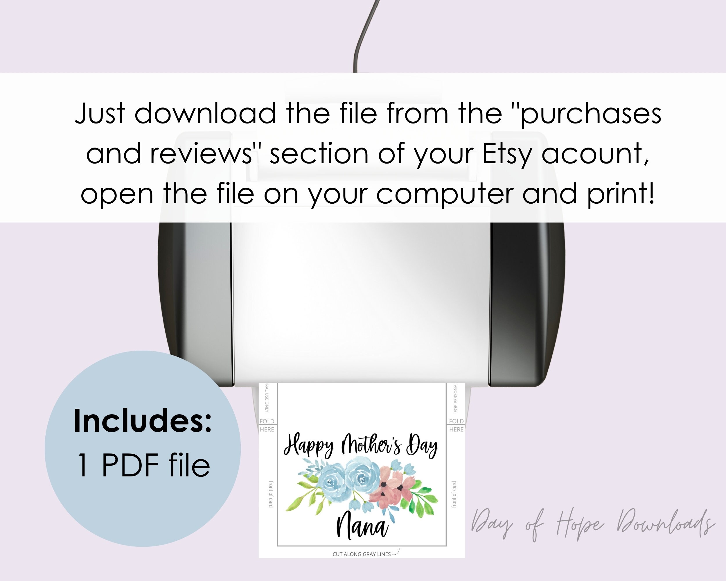 Printable Mothers Day Card for Nana Happy Mother's Day Nana Card ...