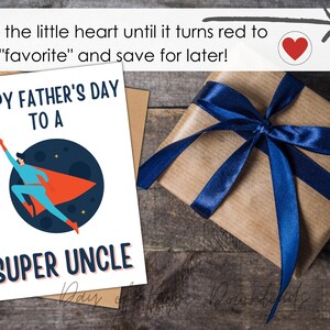 Printable Fathers Day Card for a Super Uncle Happy - Etsy Canada