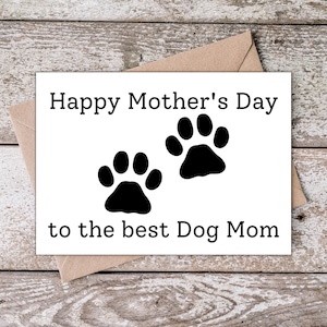 Afdrukbare hond moeder moederdagkaart met pootafdrukken | Fijne Moederdag voor de beste hondenmama | Paw Print Moederdagkaart voor hondenbezitters DP005