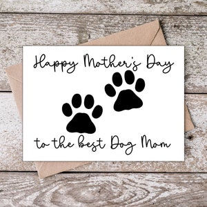 Carte de fête des mères imprimable chien maman avec empreintes de pattes | Joyeuse fête des mères à la meilleure des mamans chien | Carte de fête des mères avec empreinte de patte pour propriétaires de chien DP005