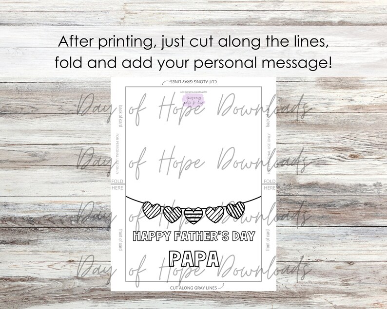 Printable Papa Fathers Day Coloring Card for Grandpa | Happy Father's Day Papa Card | Coloring ...