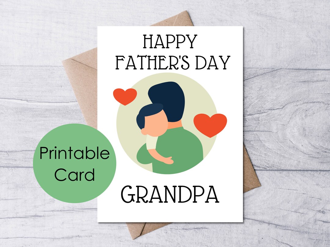 Printable Fathers Day Card, Happy Father's Day Grandpa, Cute, Sweet ...