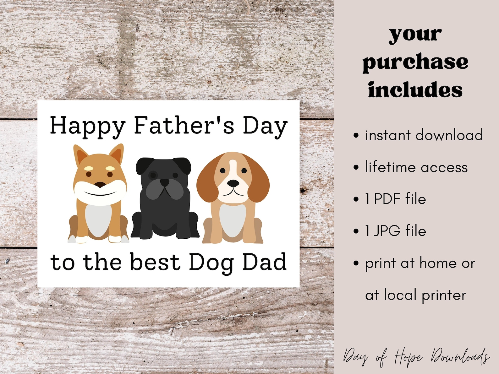 Printable Father's Day Card for Dog Dad | Happy Father's Day to the ...
