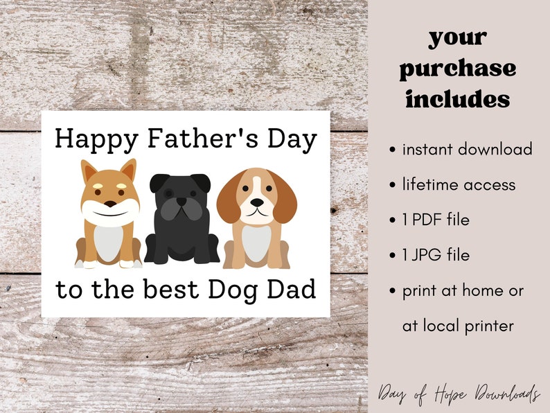 Printable Father's Day Card for Dog Dad | Happy Father's Day to the ...