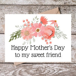 Tarjeta imprimible del Día de la Madre para una amiga / Feliz Día de la Madre a mi Dulce Amiga / Tarjeta del Día de la Madre de una Amiga con Diseño de Margarita Rosa PF002