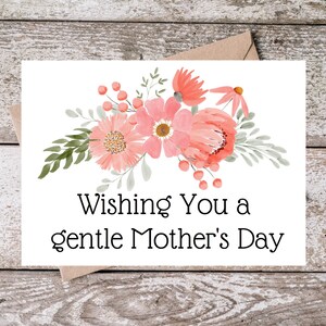Tarjeta imprimible del Día de la Madre de condolencia, deseándole una suave tarjeta del Día de la Madre, tarjeta de condolencia para la madre afligida o la pérdida de mamá, rosa PF002