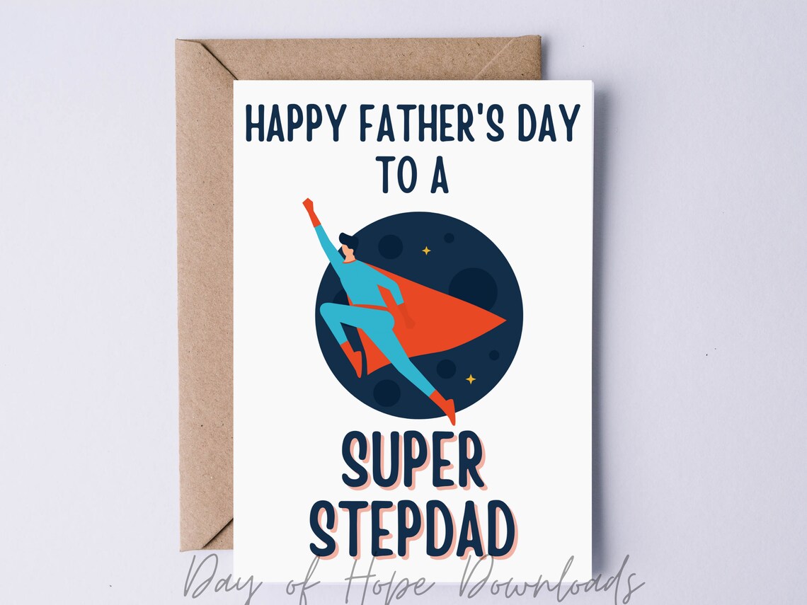 Printable Fathers Day Card for a Super Stepdad Happy - Etsy