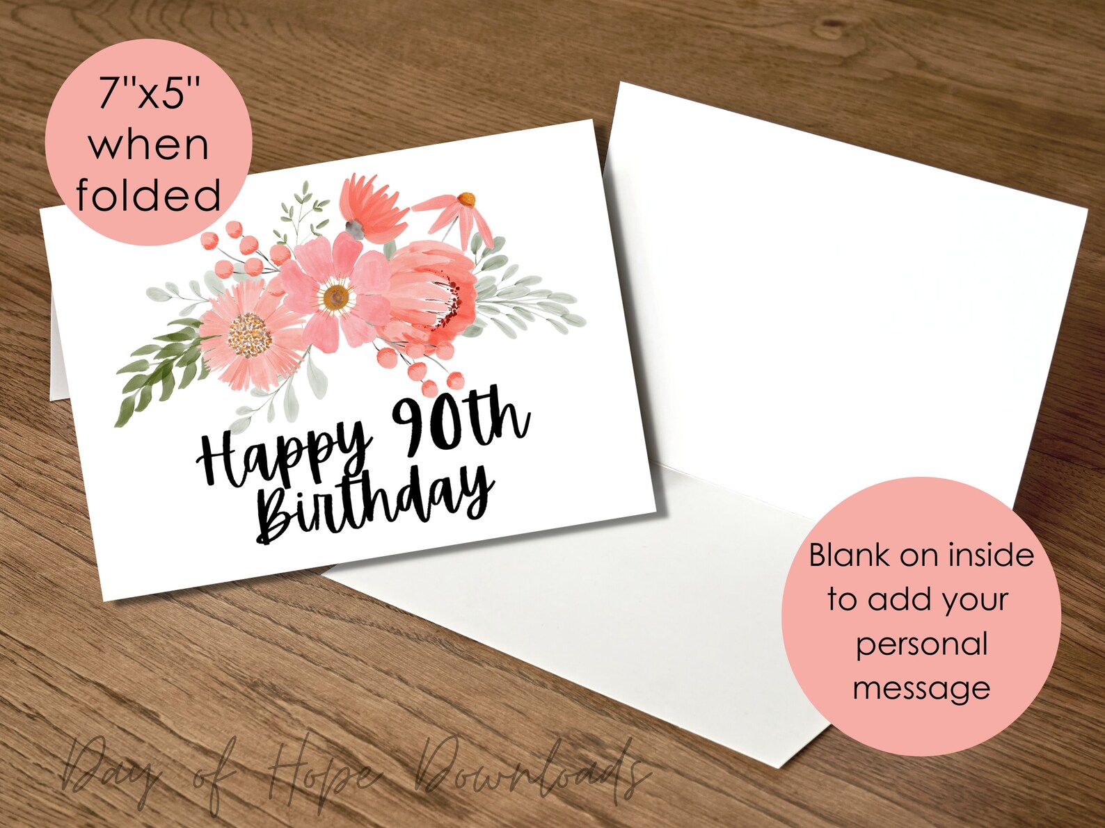 Printable 90th Birthday Card, Happy 90th Birthday Card, Grandma ...