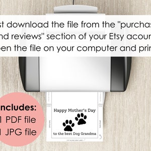 Printable Dog Grandma Mothers Day Card With Pawprints | Happy Mother's ...
