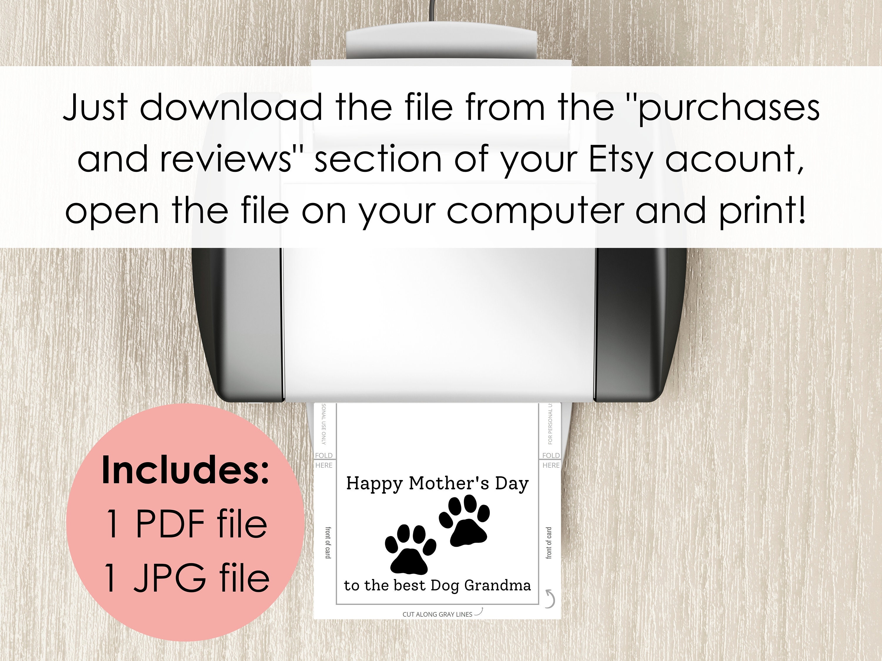 Printable Dog Grandma Mothers Day Card With Pawprints | Happy Mother's ...