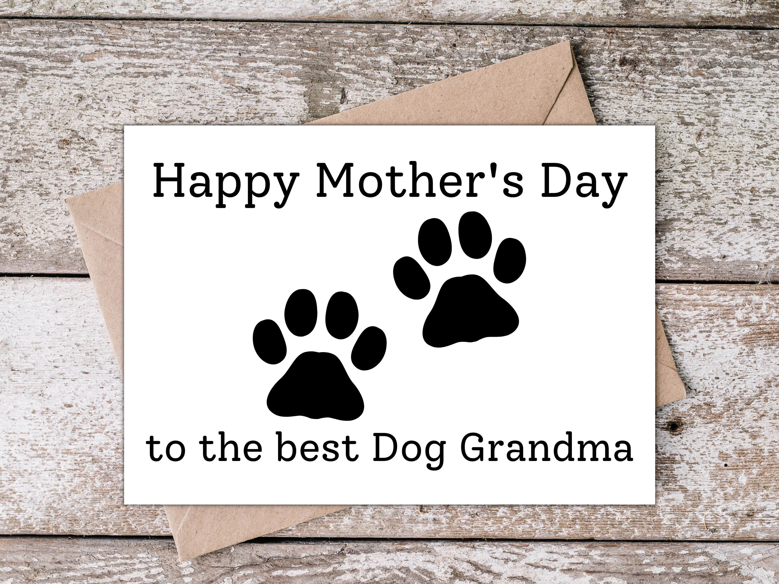 Printable Dog Grandma Mothers Day Card With Pawprints | Happy Mother's ...