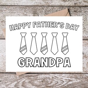 Carte à colorier imprimable pour la fête des pères de grand-père pour grand-père | Carte de grand-papa heureuse pour la fête des pères | Coloriage carte de fête des pères de petits-enfants
