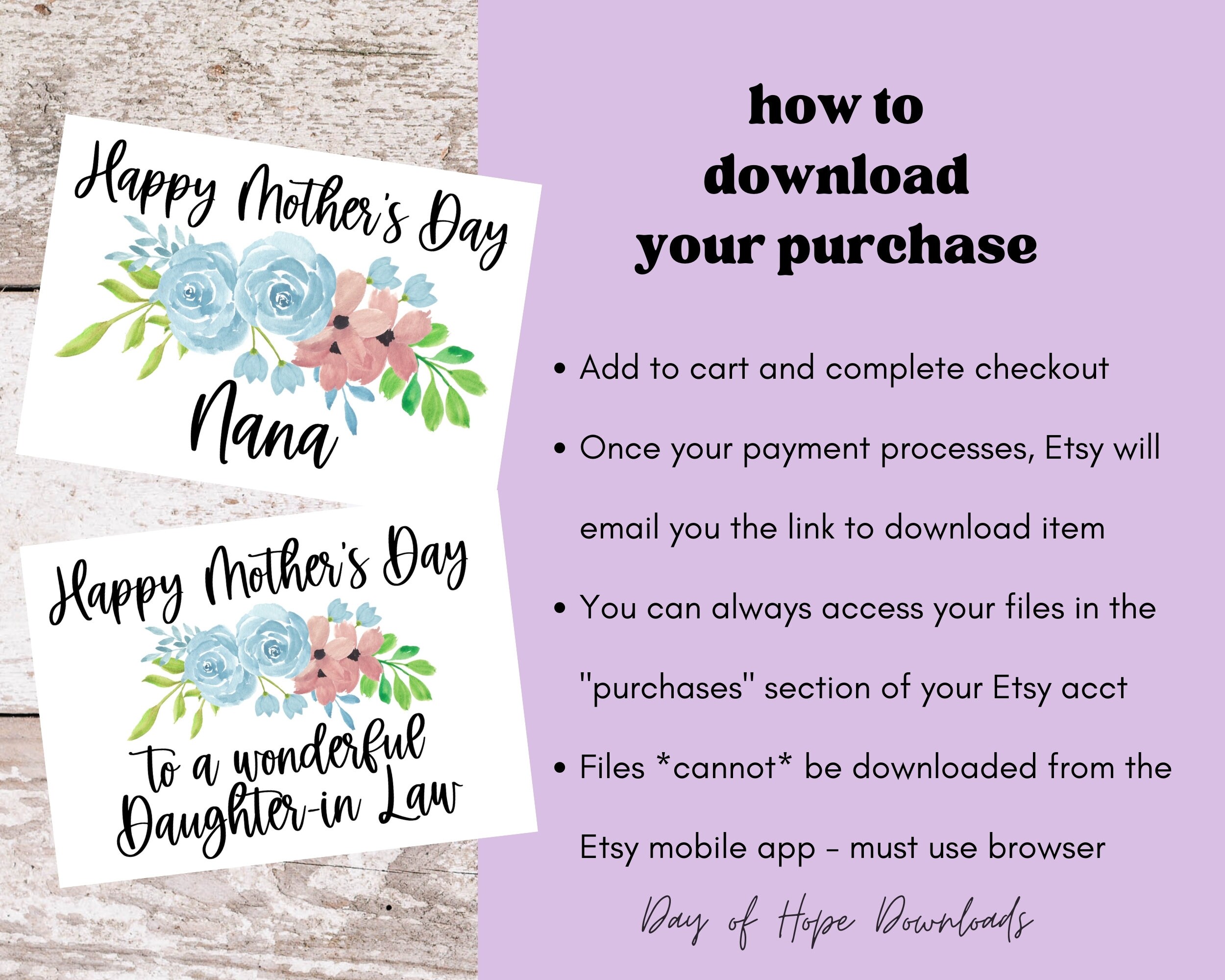 Printable Mothers Day Card for Nana Happy Mother's Day Nana Card ...