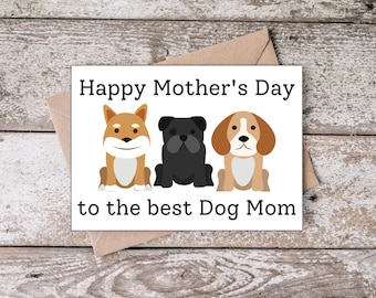 Utskrivbart mors dag-kort för hundmamma | Glad mors dag till den bästa hundmamman | Mors dag-kort för hundmammor, mammor till pälsklingar