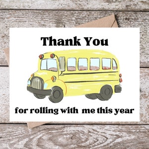 Carte de remerciement imprimable pour chauffeur de bus, Merci d'avoir roulé avec moi cette année, carte imprimable pour carte de remerciement pour chauffeur de bus scolaire