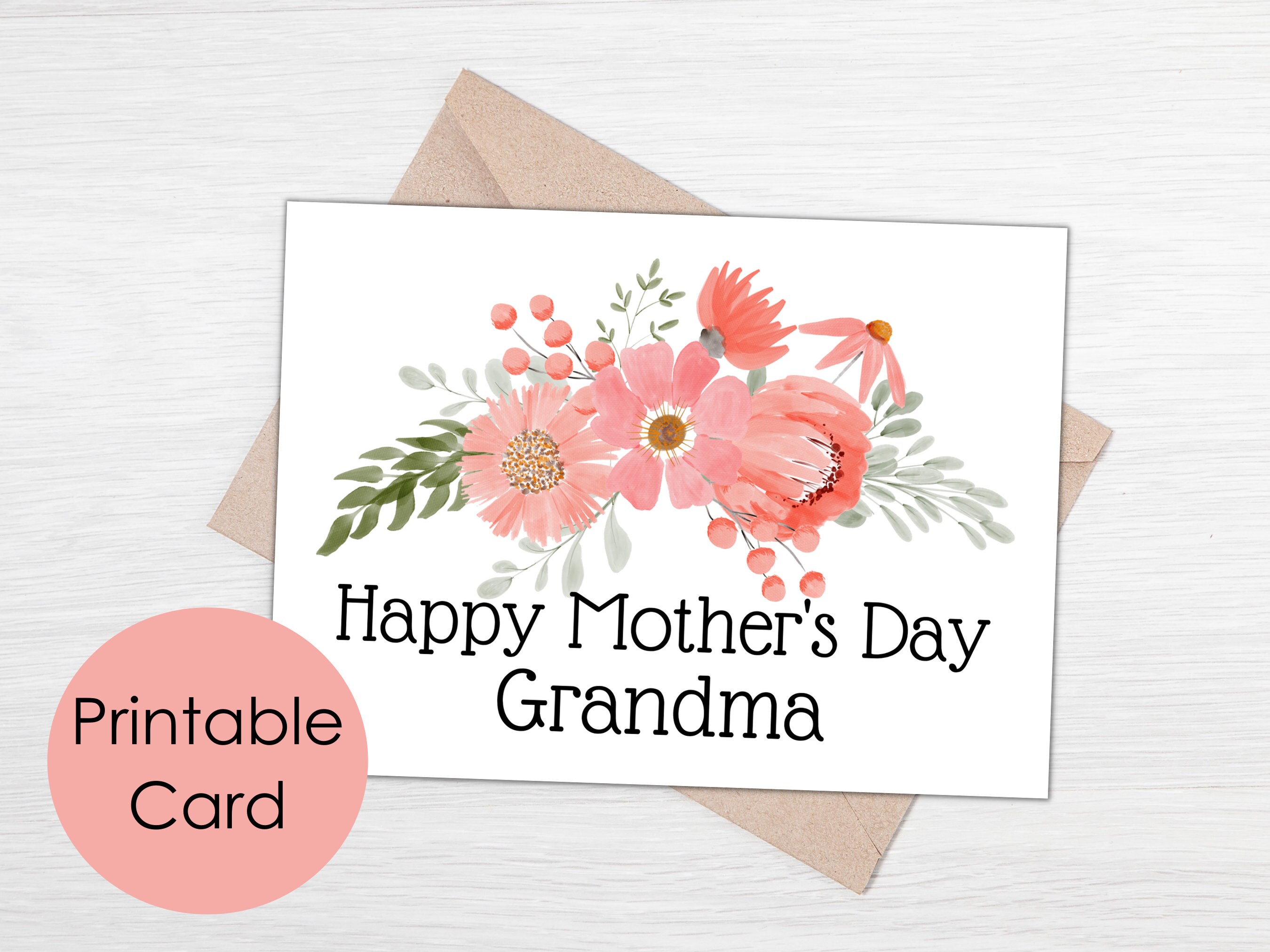 Printable Grandma Mothers Day Card for Grandma Happy Mother's Day ...