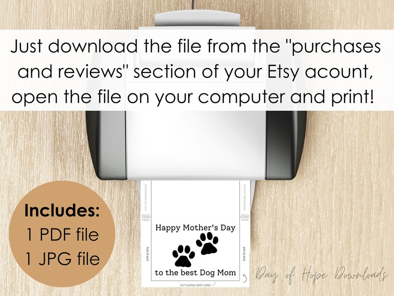 Printable Dog Mom Mothers Day Card With Pawprints | Happy Mother's Day ...