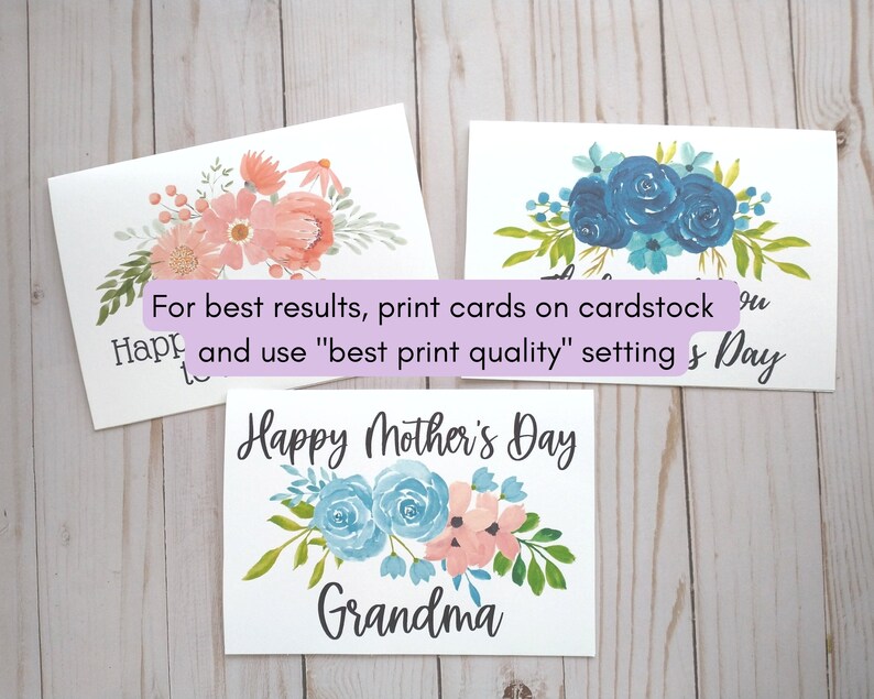 Printable Grandma Mothers Day Card for Grandma Happy Mother's Day Grandma Card Grandmother Mothers Day Card with Pink Flowers PF002 image 9