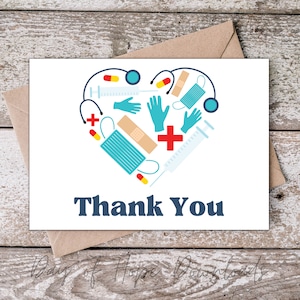 Tarjeta de agradecimiento de agradecimiento a la enfermera, tarjeta de agradecimiento imprimible para el médico, enfermera escolar, personal médico, trabajador de la salud, feliz semana de las enfermeras