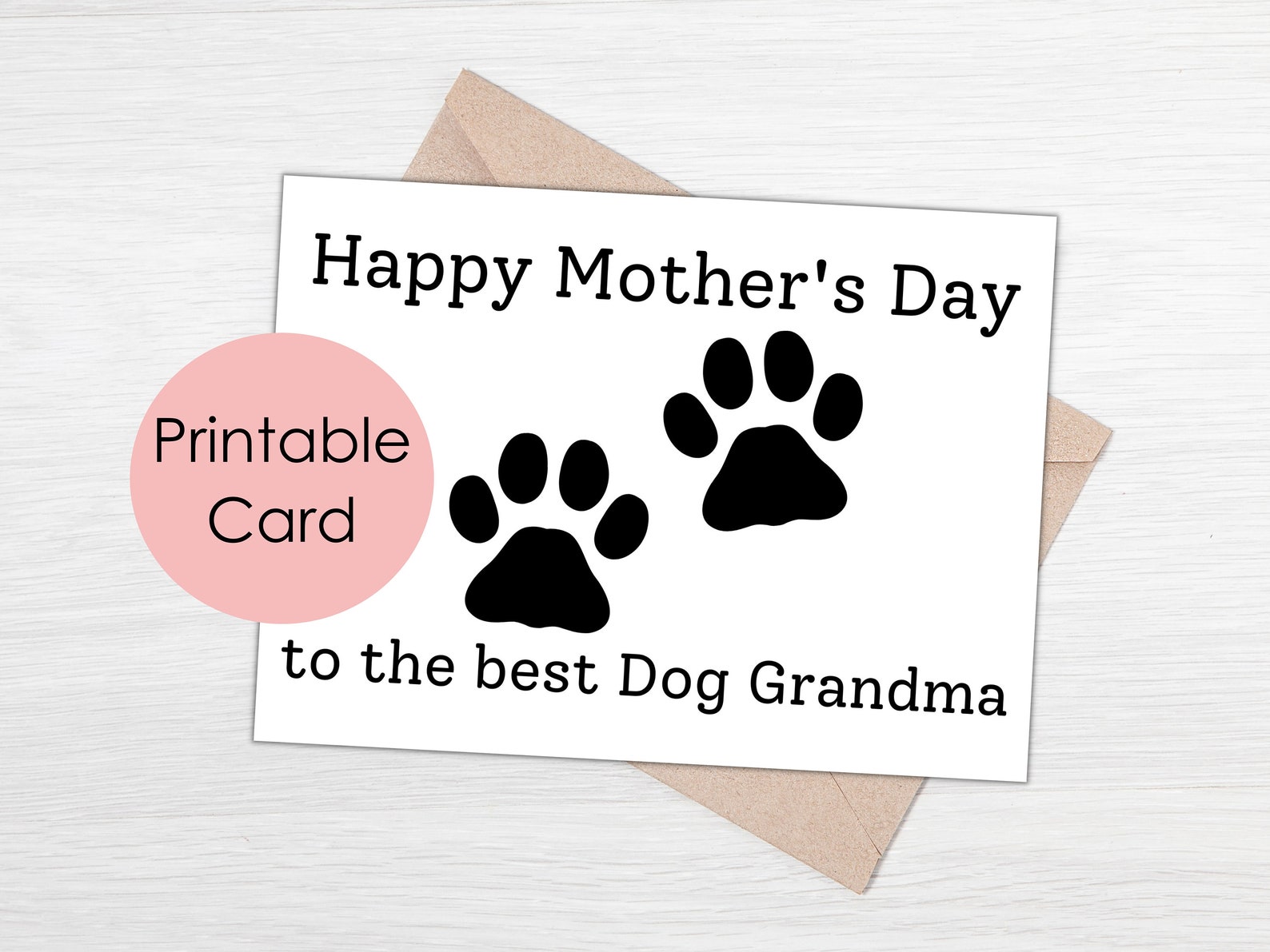 Printable Dog Grandma Mothers Day Card With Pawprints Happy Mother's ...
