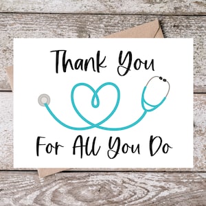 Printable Nurse Thank You For All You Do Card, Printable Nurse Appreciation Card for School Nurse, Doctors, Medical Staff, Nurses Week Card