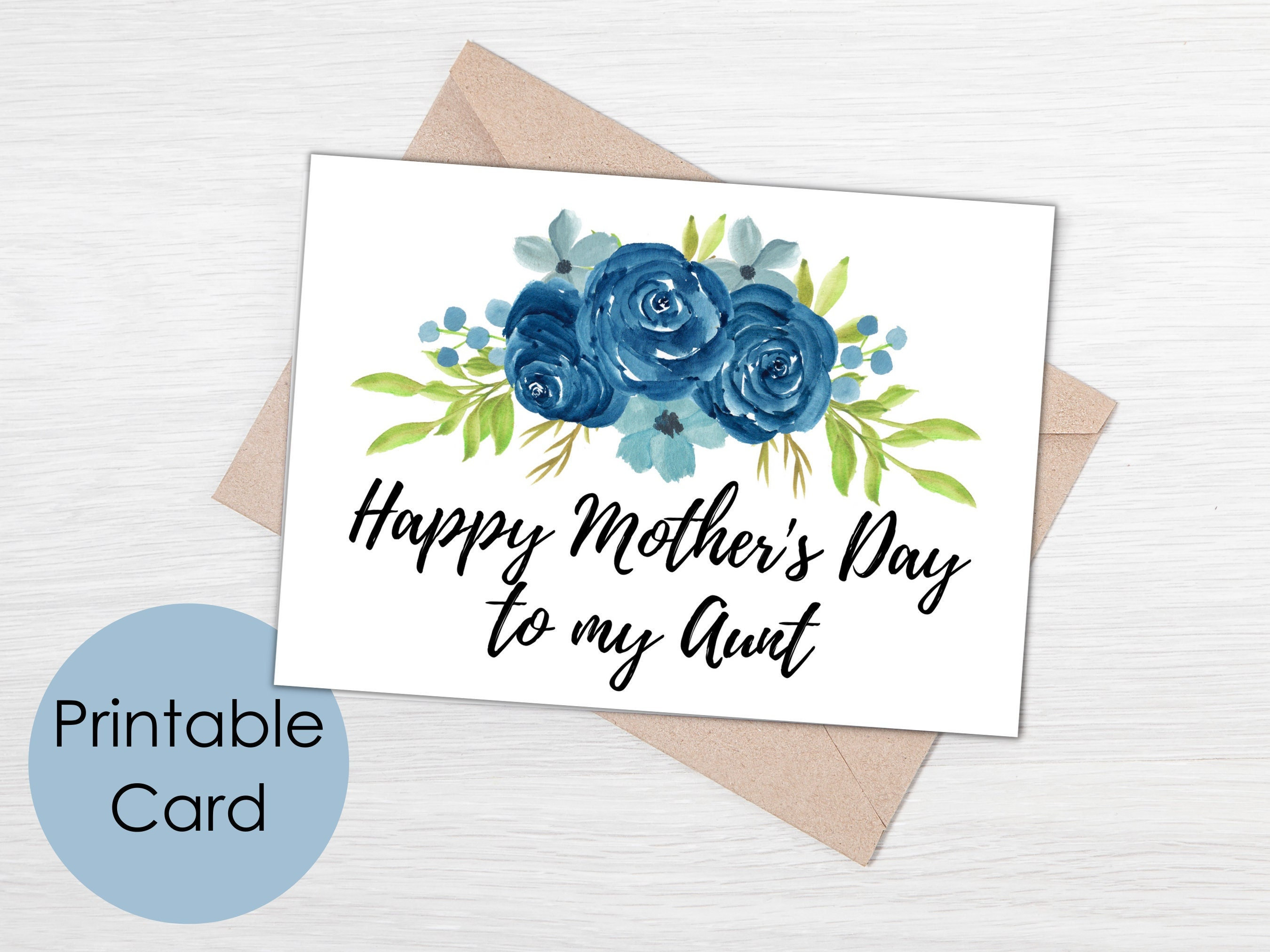 Printable Aunt Mothers Day Card Happy Mother's Day to My - Etsy