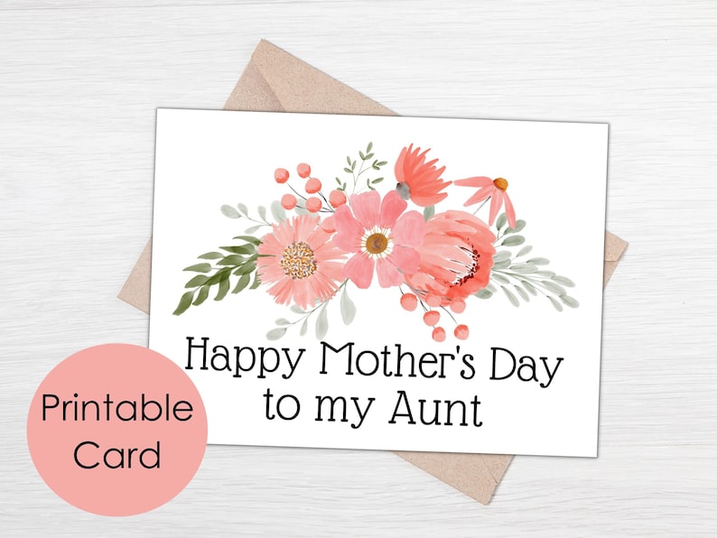 Printable Aunt Mothers Day Card Happy Mother's Day to My - Etsy