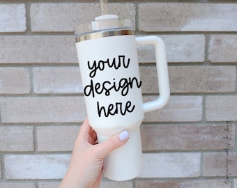 Tumbler Mockup Image, White 40 oz Cup Mockup, Vinyl Decal Mockup, Sticker Mockup, Mock up for  Decals & Stickers