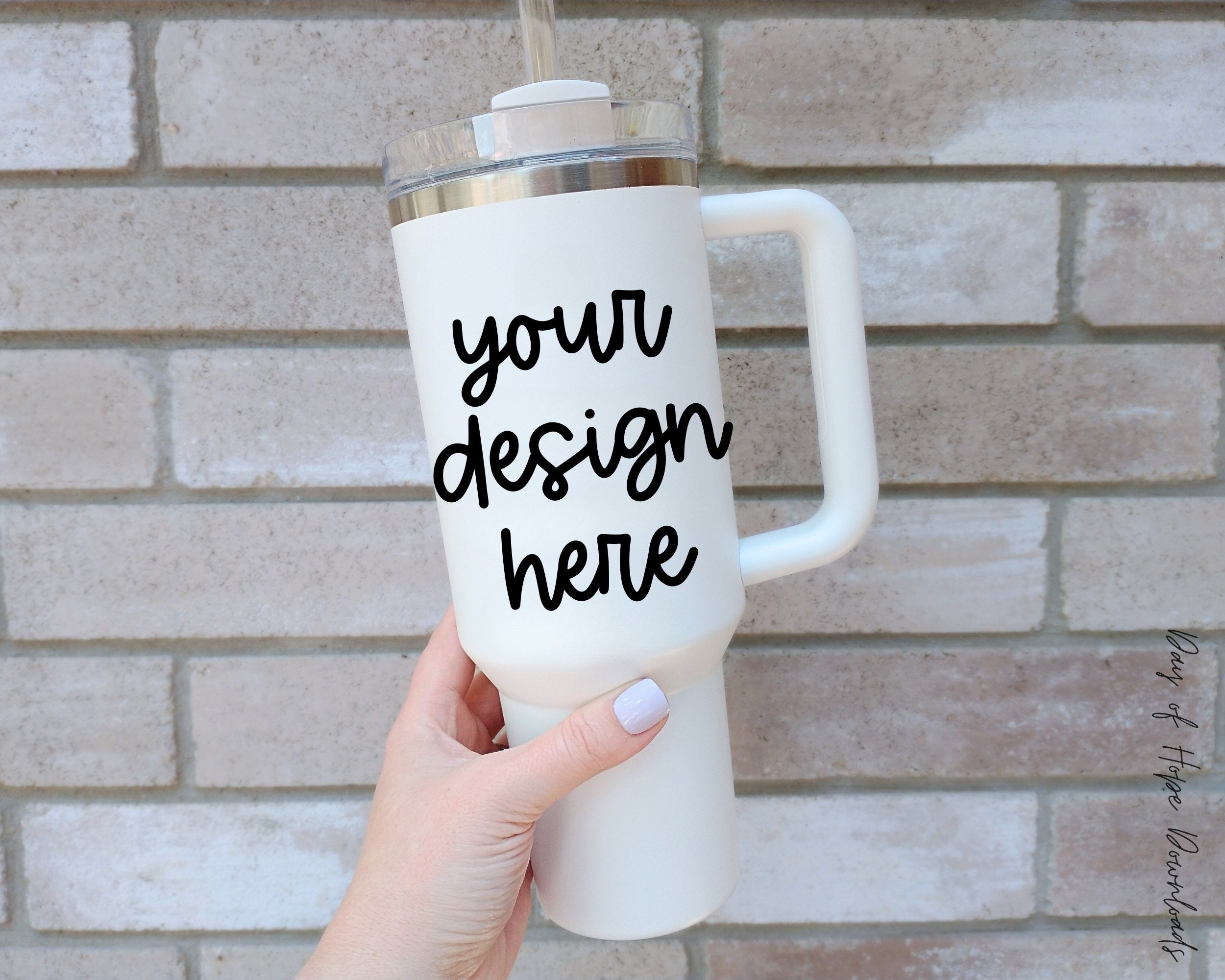 Tumbler Mockup Image, White 40 Oz Cup Mockup, Vinyl Decal Mockup ...