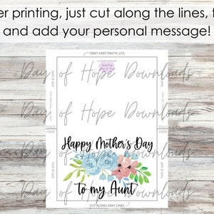 Printable Aunt Mothers Day Card | Happy Mother's Day to My Aunt | Aunt ...