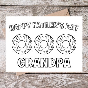 Carte à colorier imprimable pour la fête des pères de grand-père pour grand-père | Carte de grand-papa heureuse pour la fête des pères | Coloriage carte de fête des pères de petits-enfants