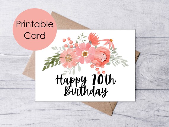 Printable 70th Birthday Card Happy 70th Birthday Card - Etsy